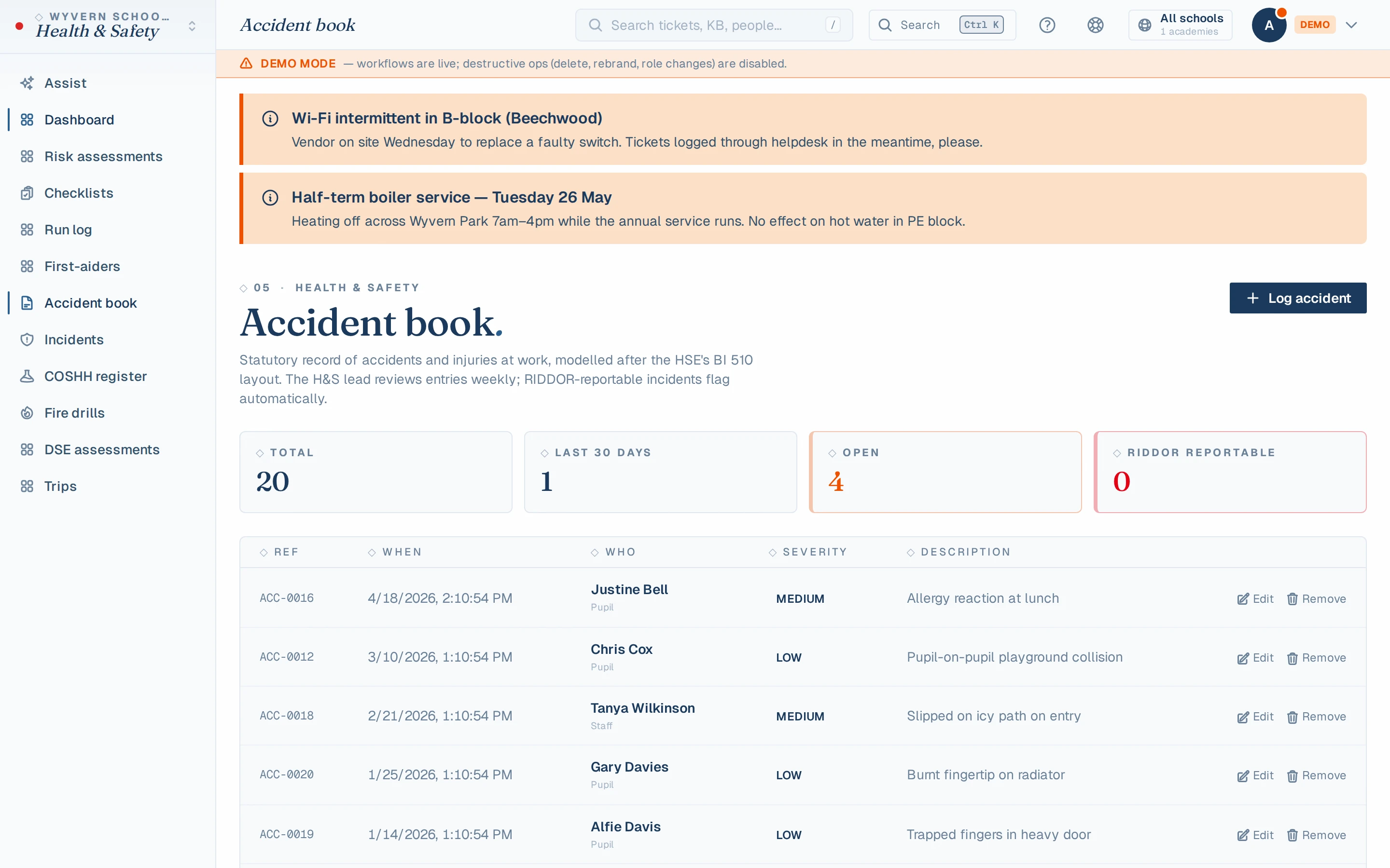 A digital accident book