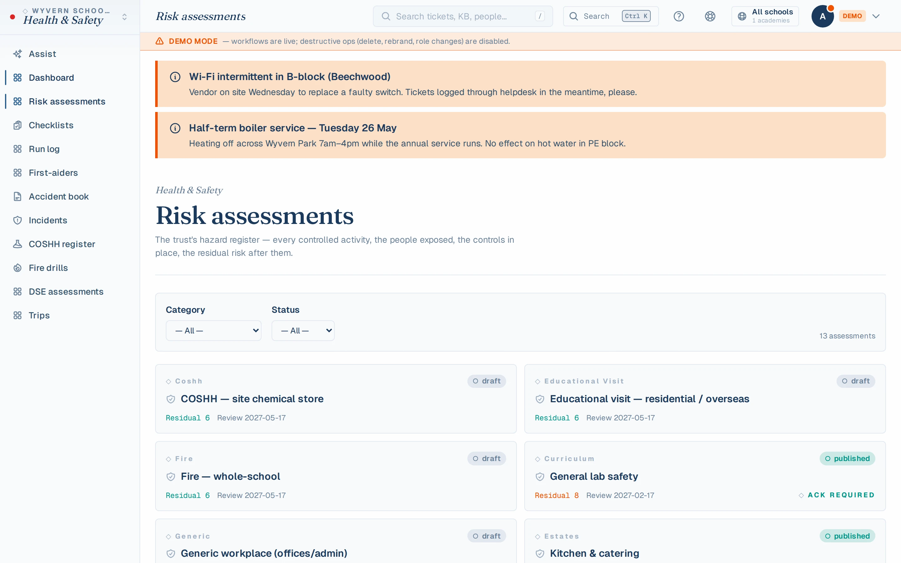 Risk assessments that re-surface