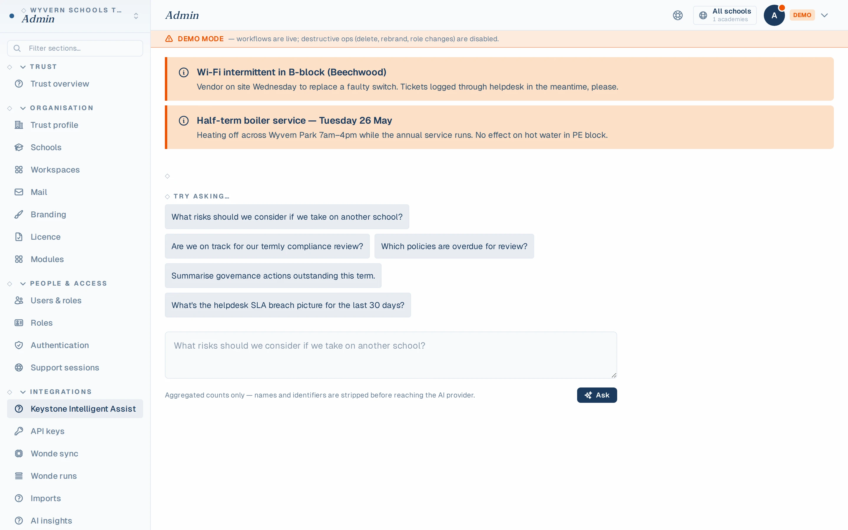 Keystone Intelligent Assist — ask your trust a question